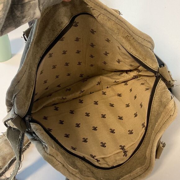 Vintage Addiction Large Canvas Lap Top Crossbody Tote Bag - Picture 7 of 7